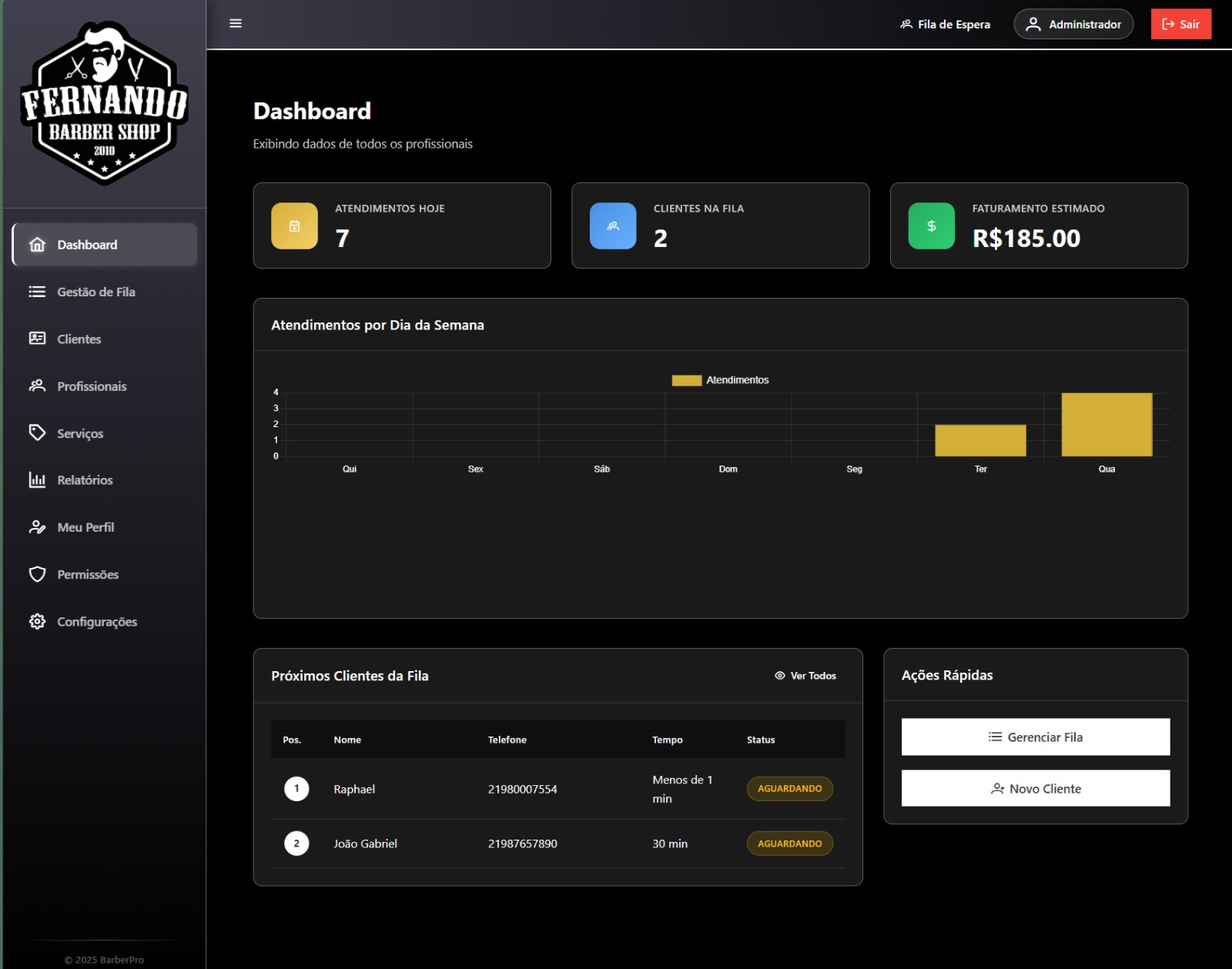 Barber Shop Dashboard